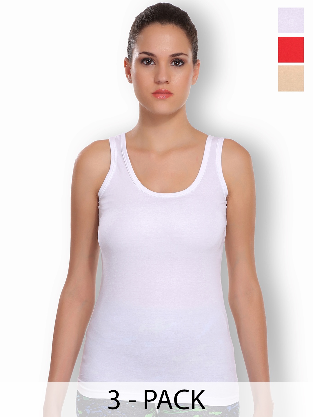 

SELFCARE Pack Of 3 Stretchable Non-Padded Camisoles, White