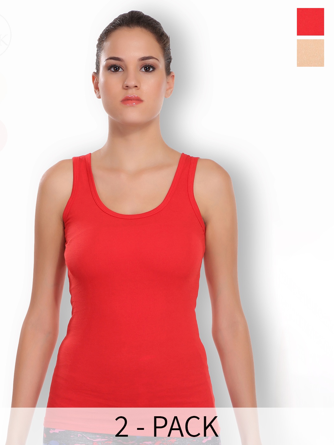 

SELFCARE Pack Of 2 Stretchable Non-Padded Camisoles, Nude