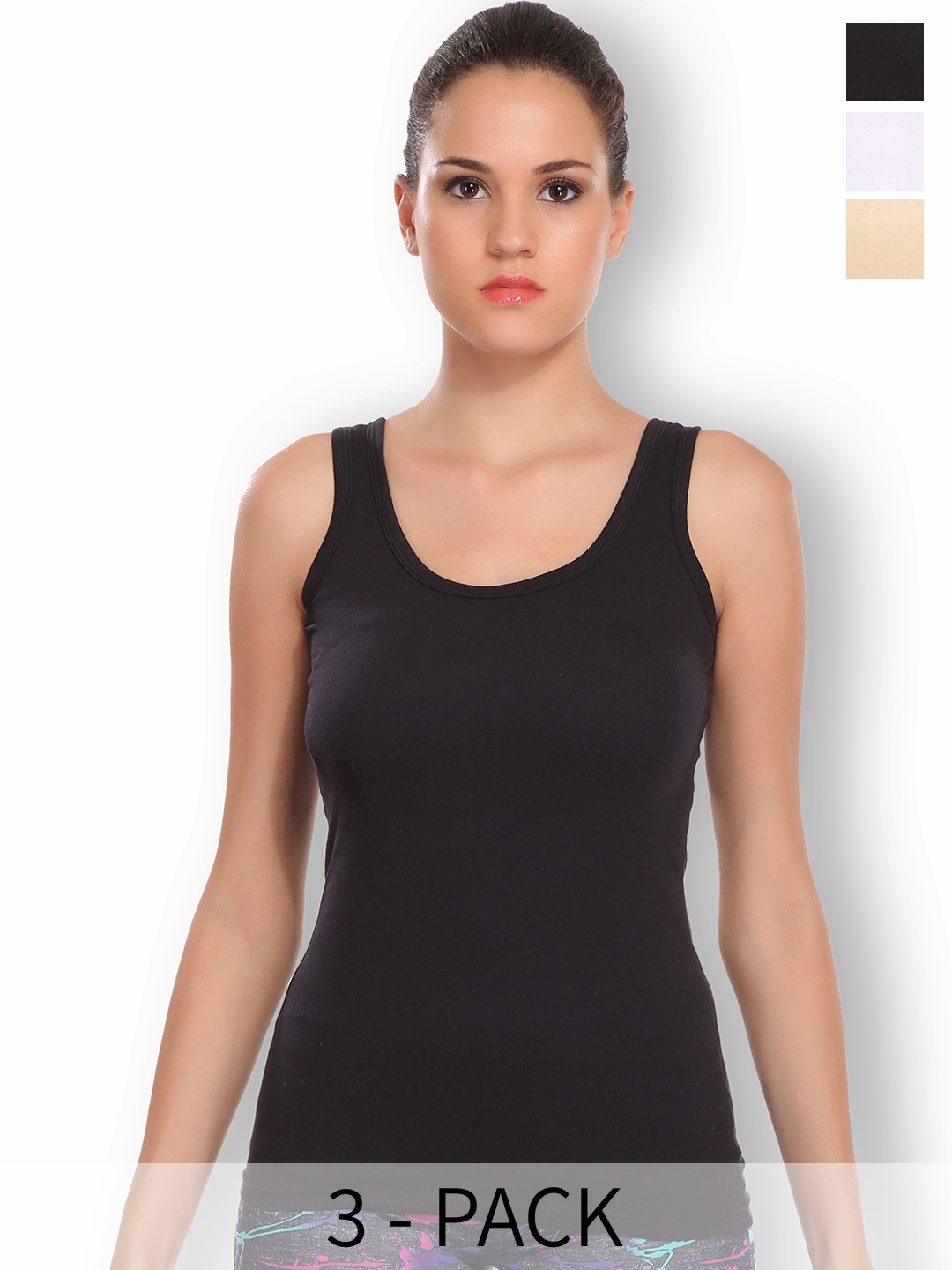 

SELFCARE Pack Of 3 Stretchable Non-Padded Camisoles, White