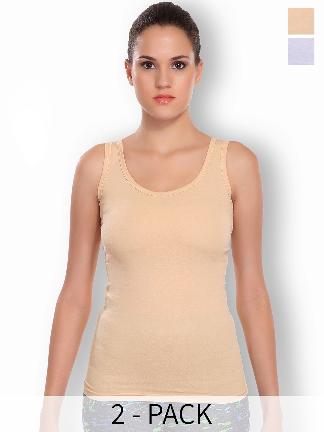 

SELFCARE Pack Of 2 Stretchable Non-Padded Camisoles, Nude
