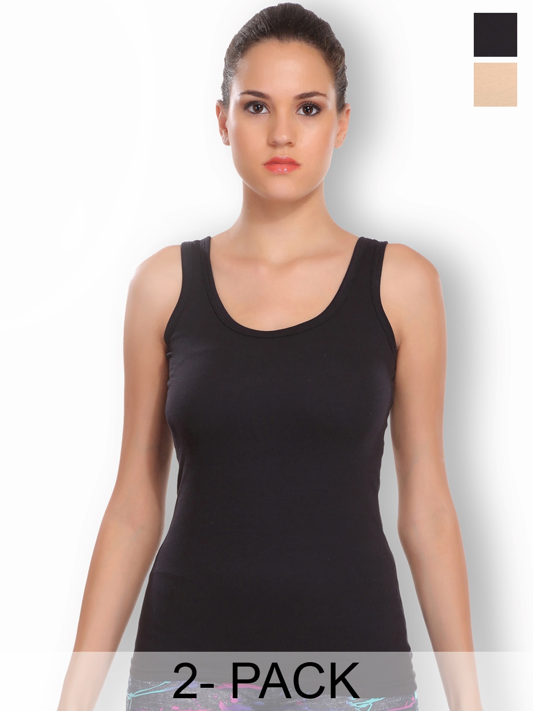 

SELFCARE Pack Of 2 Stretchable Non-Padded Camisoles, Nude