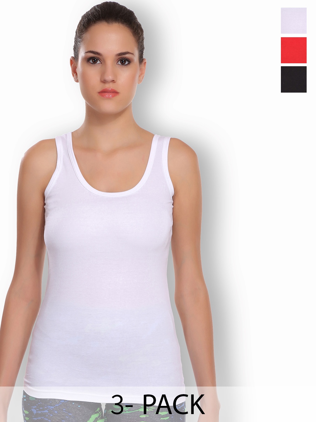 

SELFCARE Pack Of 3 Stretchable Non-Padded Camisoles, Red
