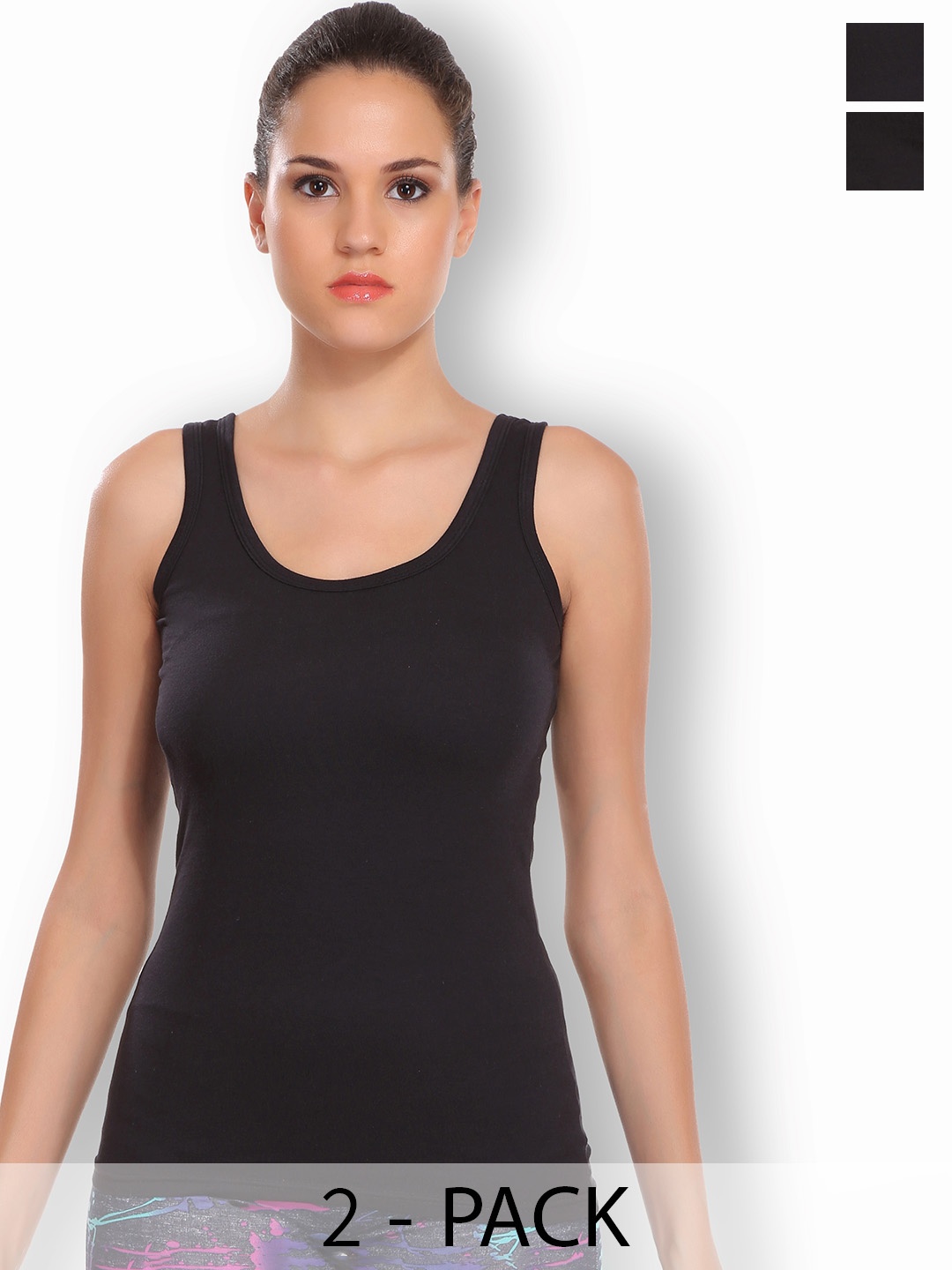 

SELFCARE Pack Of 2 Stretchable Non-Padded Camisoles, Black