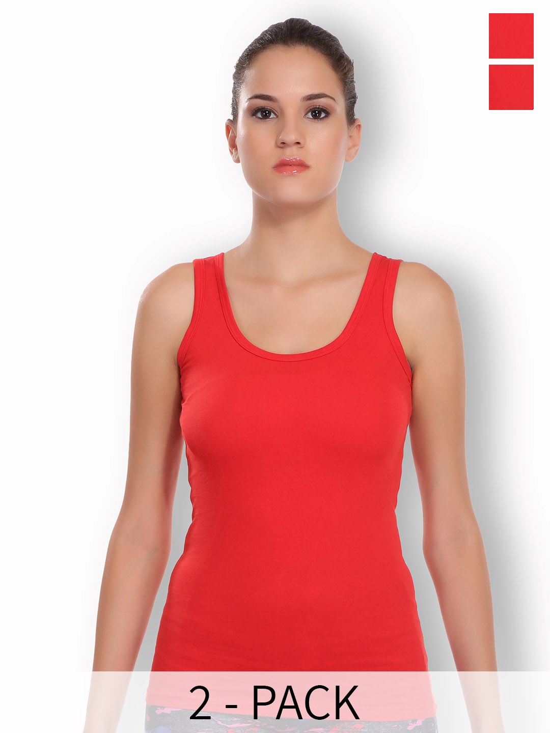 

SELFCARE Pack Of 2 Stretchable Non-Padded Camisoles, Red