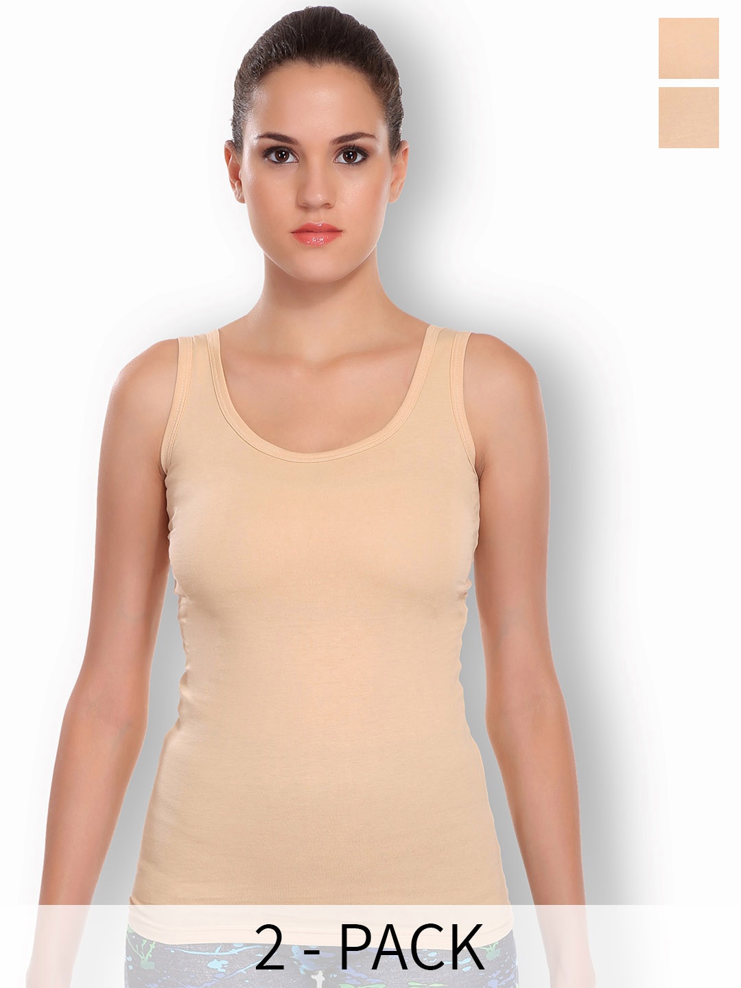 

SELFCARE Pack Of 2 Stretchable Non-Padded Camisoles, Nude