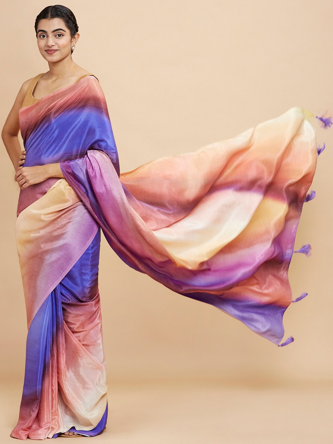 

navyasa by liva Ombre Liva Saree, Peach