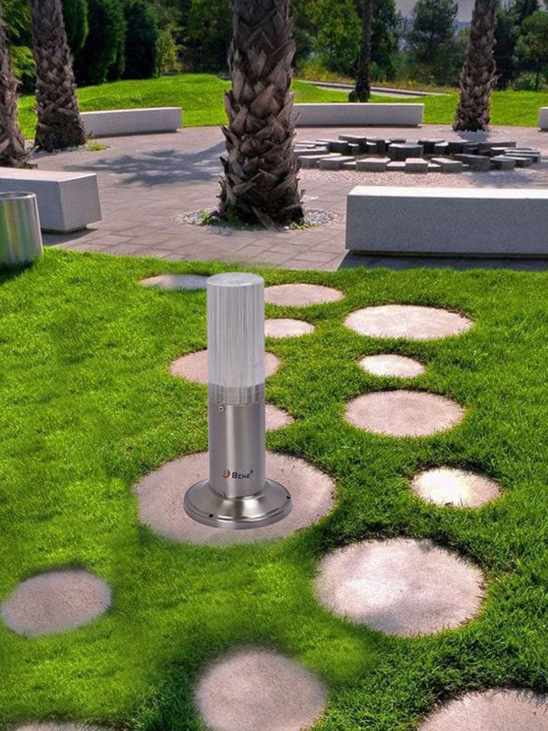 BENE Benjamin Bollard Grey 2 Pieces Waterproof & Rustproof Outdoor Lamps