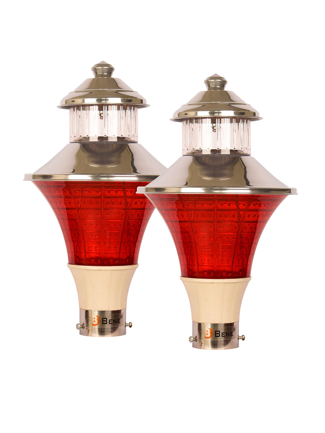 

BENE Volos Grey & Red 2 Pieces Abstract Shaped Metal Outdoor Lamps