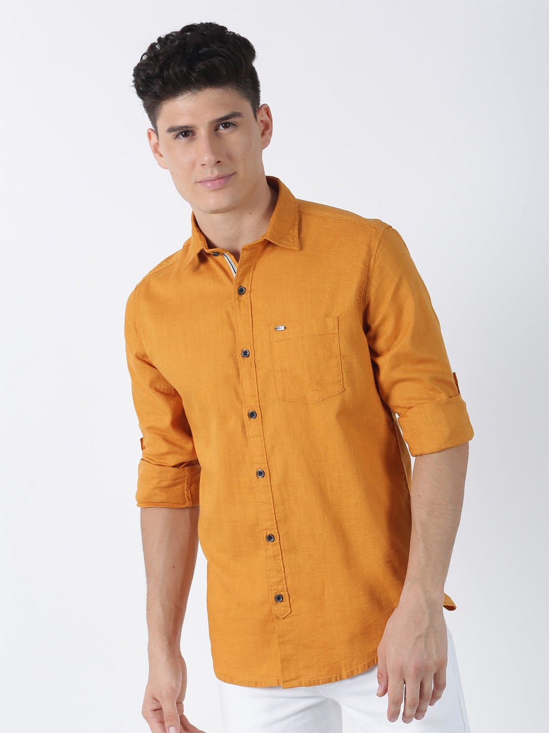 

Red Flame Cotton Regular Fit Casual Shirt, Yellow
