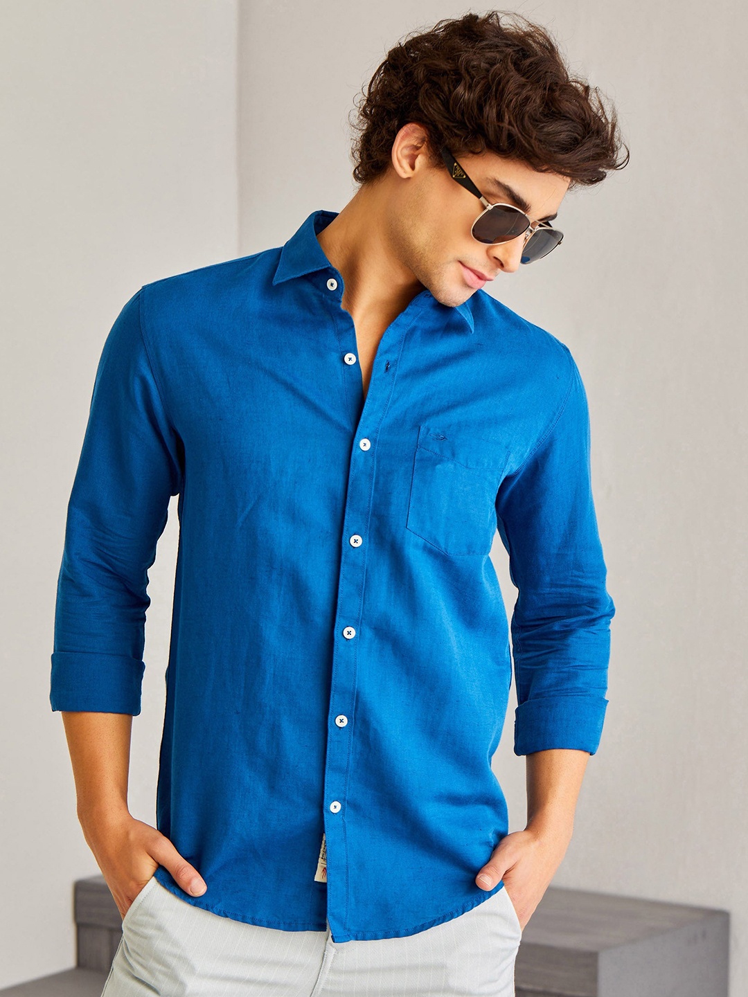 

Red Flame Men Opaque Casual Shirt, Navy blue