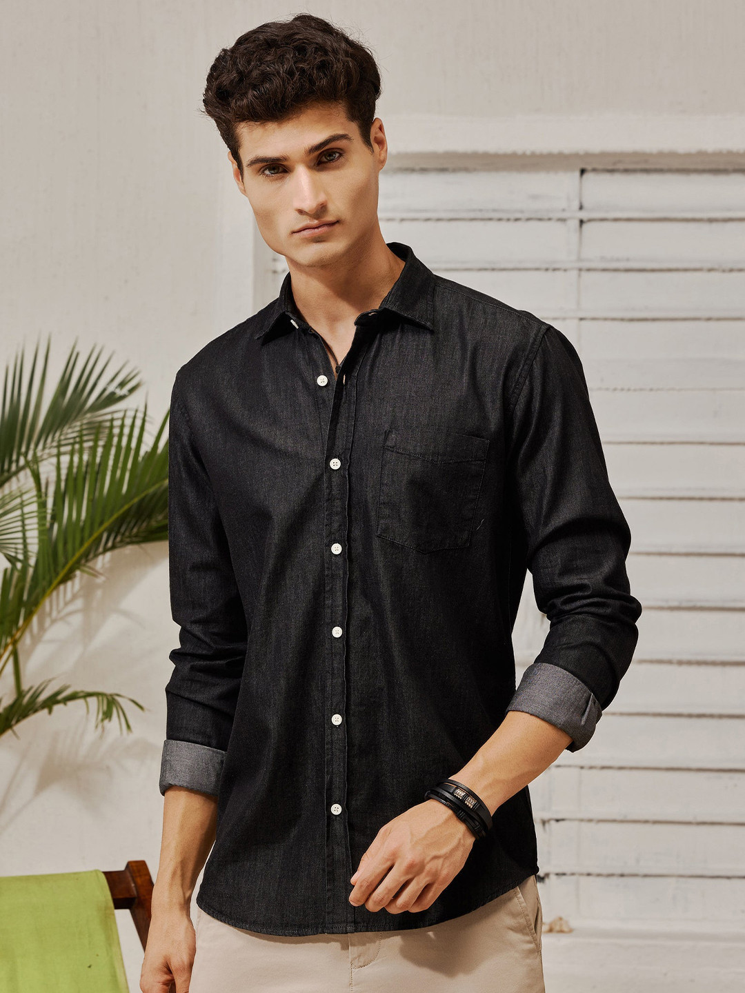 

Red Flame Men Opaque Casual Shirt, Black