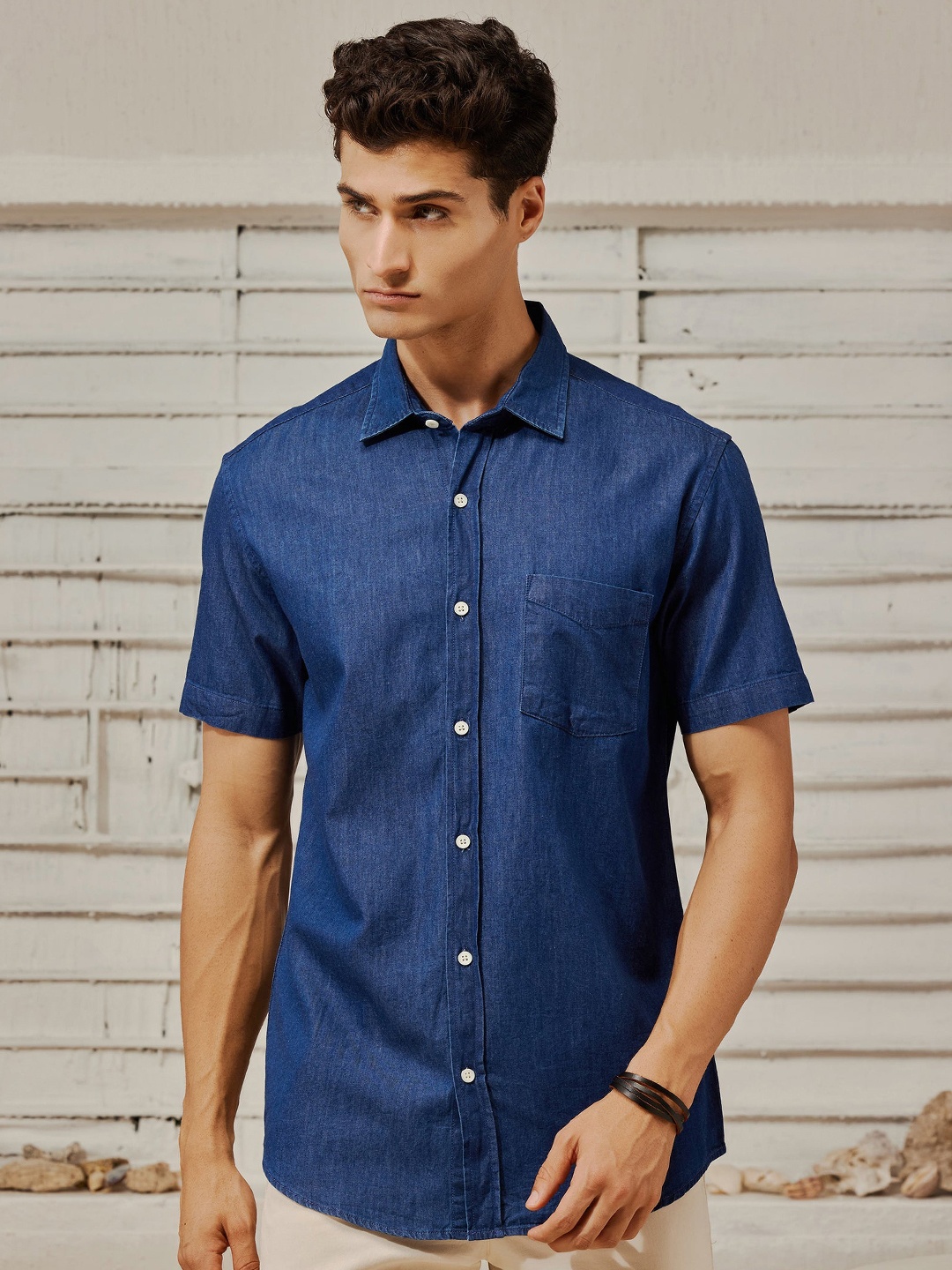 

Red Flame Men Opaque Casual Shirt, Navy blue