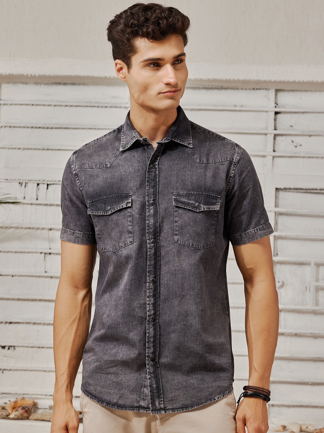 

Red Flame Men Opaque Casual Shirt, Black
