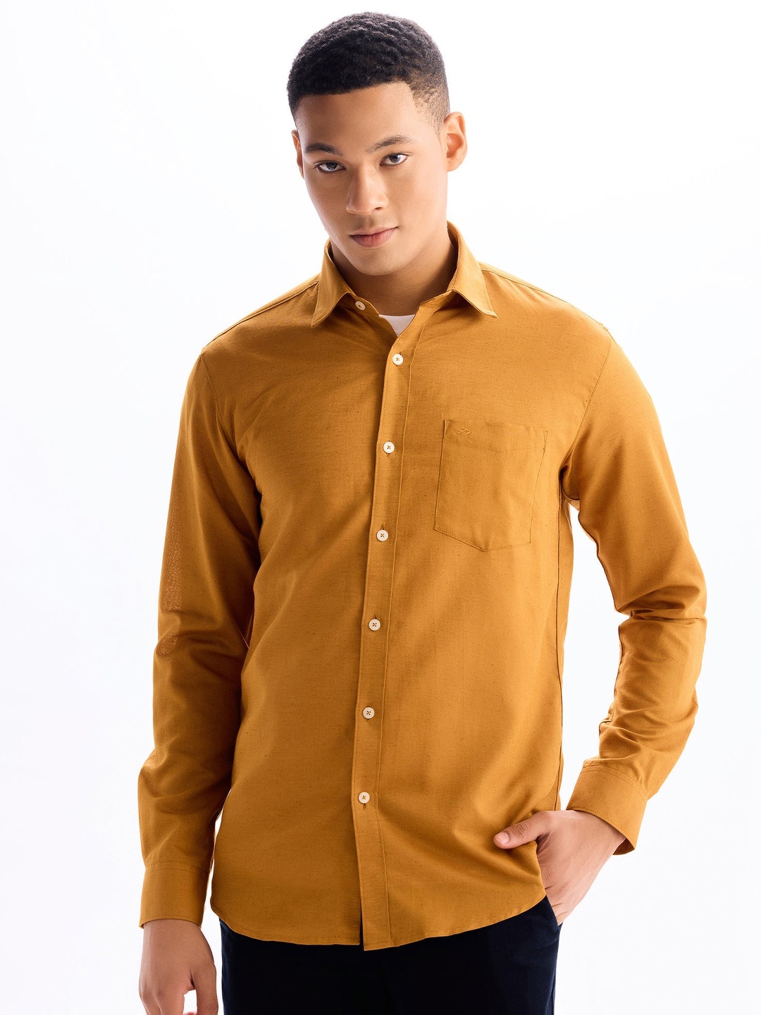

Red Flame Men Opaque Casual Shirt, Mustard