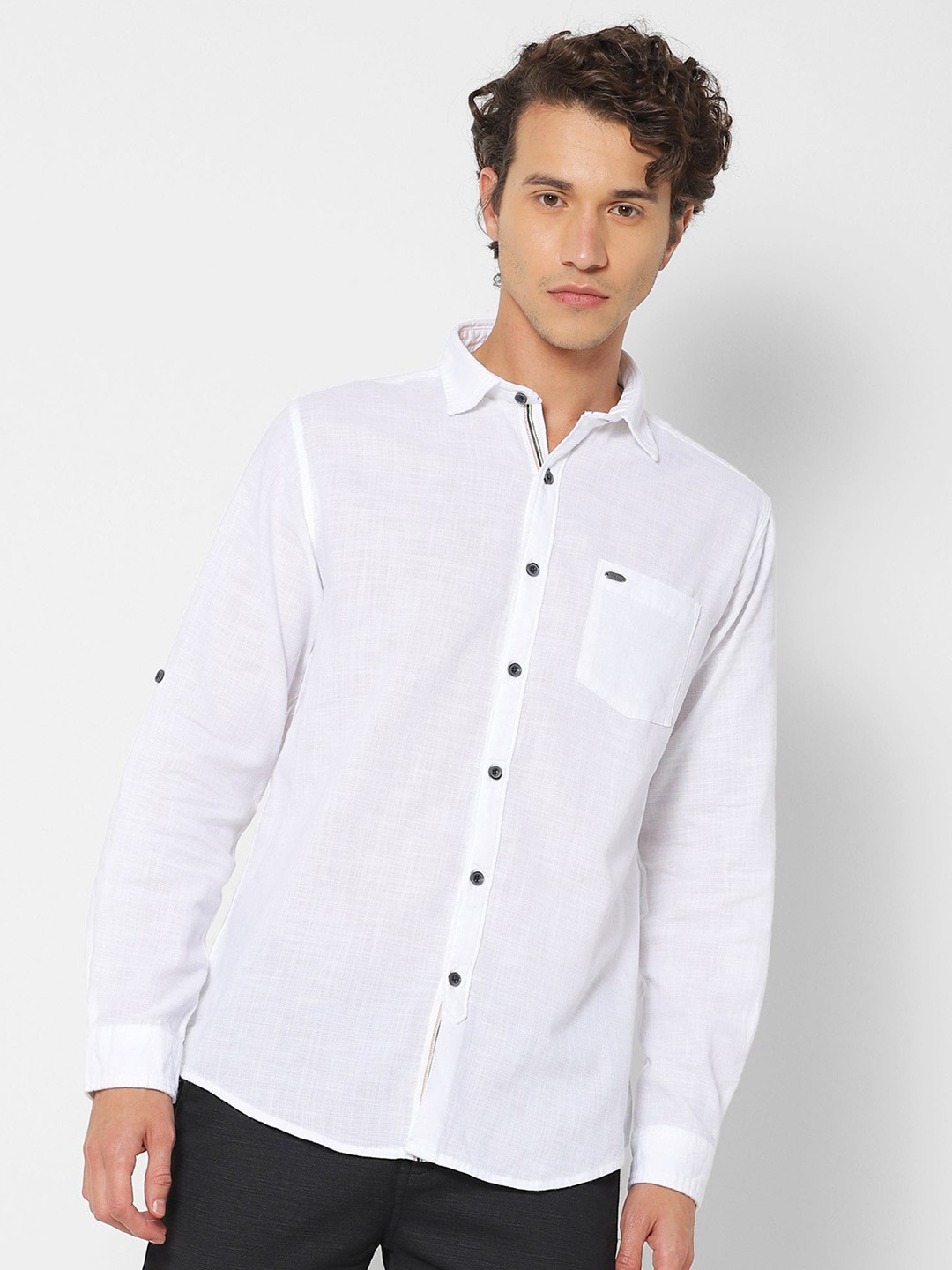 

Red Flame Cotton Casual Shirt, White