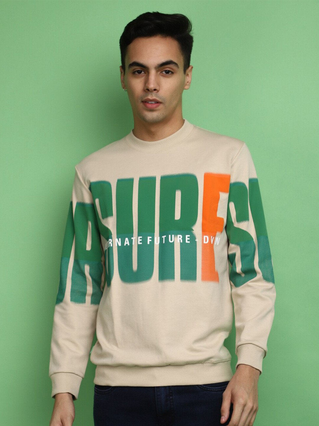 

V-Mart Printed Pullover Sweatshirt, Beige