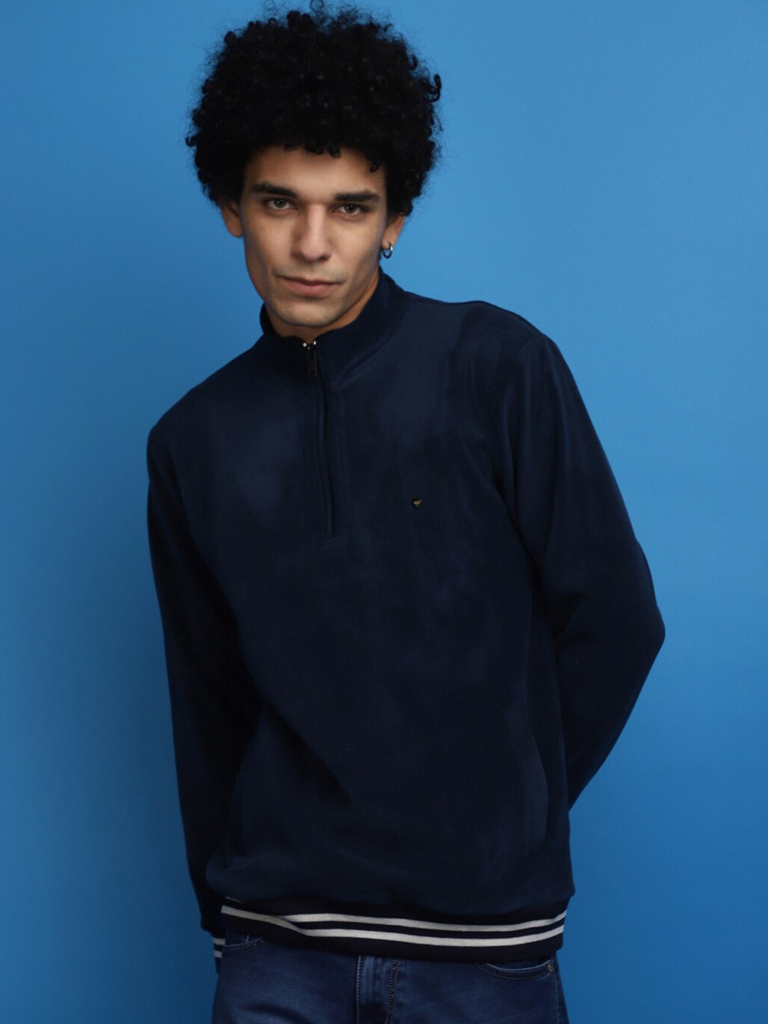 

V-Mart Henley Neck Acrylic Pullover Sweatshirt, Blue