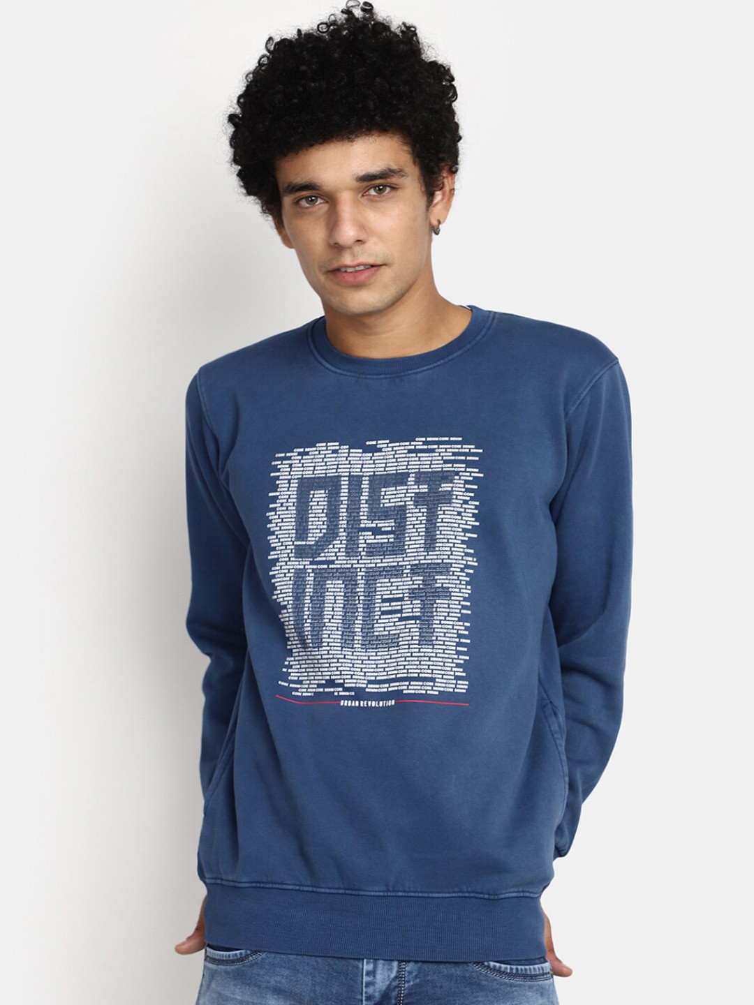 

V-Mart Printed Round Neck Pullover, Blue