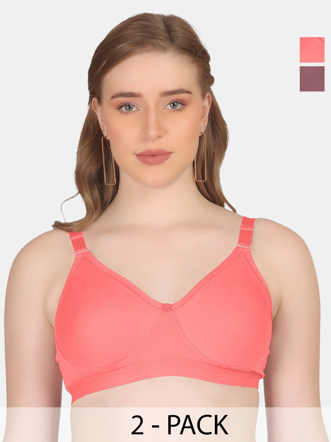 

POOJA RAGENEE Full Coverage Super Support Anti Odour All Day Comfort Cotton Everyday Bra, Coral