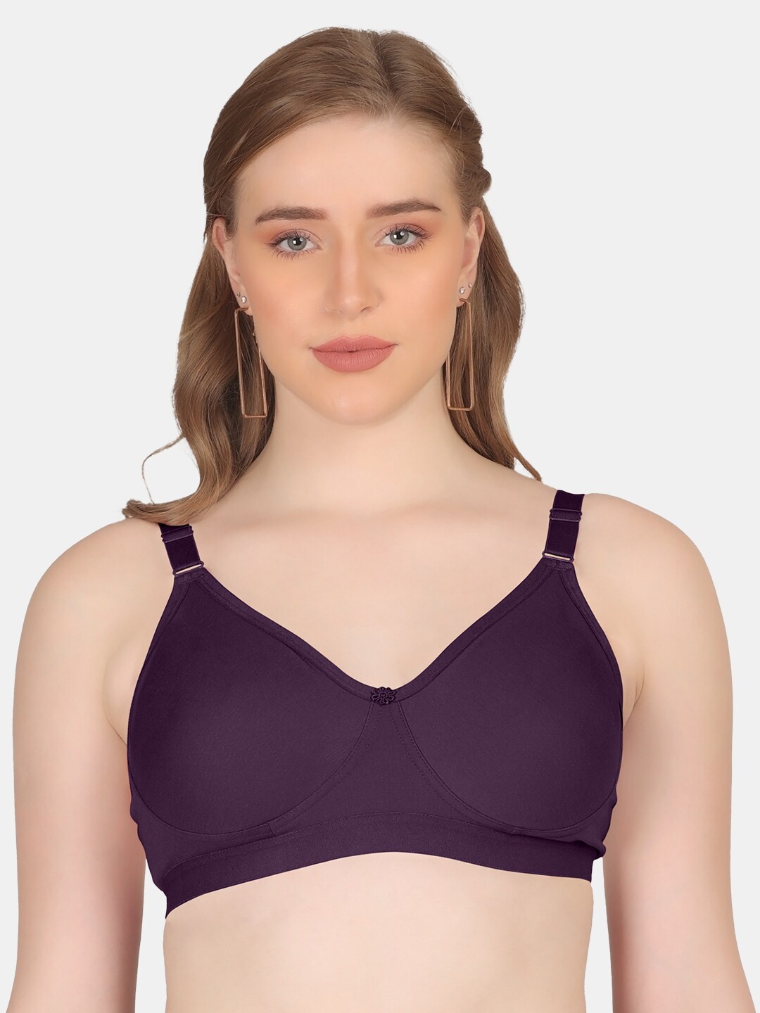 

POOJA RAGENEE Everyday Cotton Bra Full Coverage Non Padded Non-Wired All Day Comfort, Violet