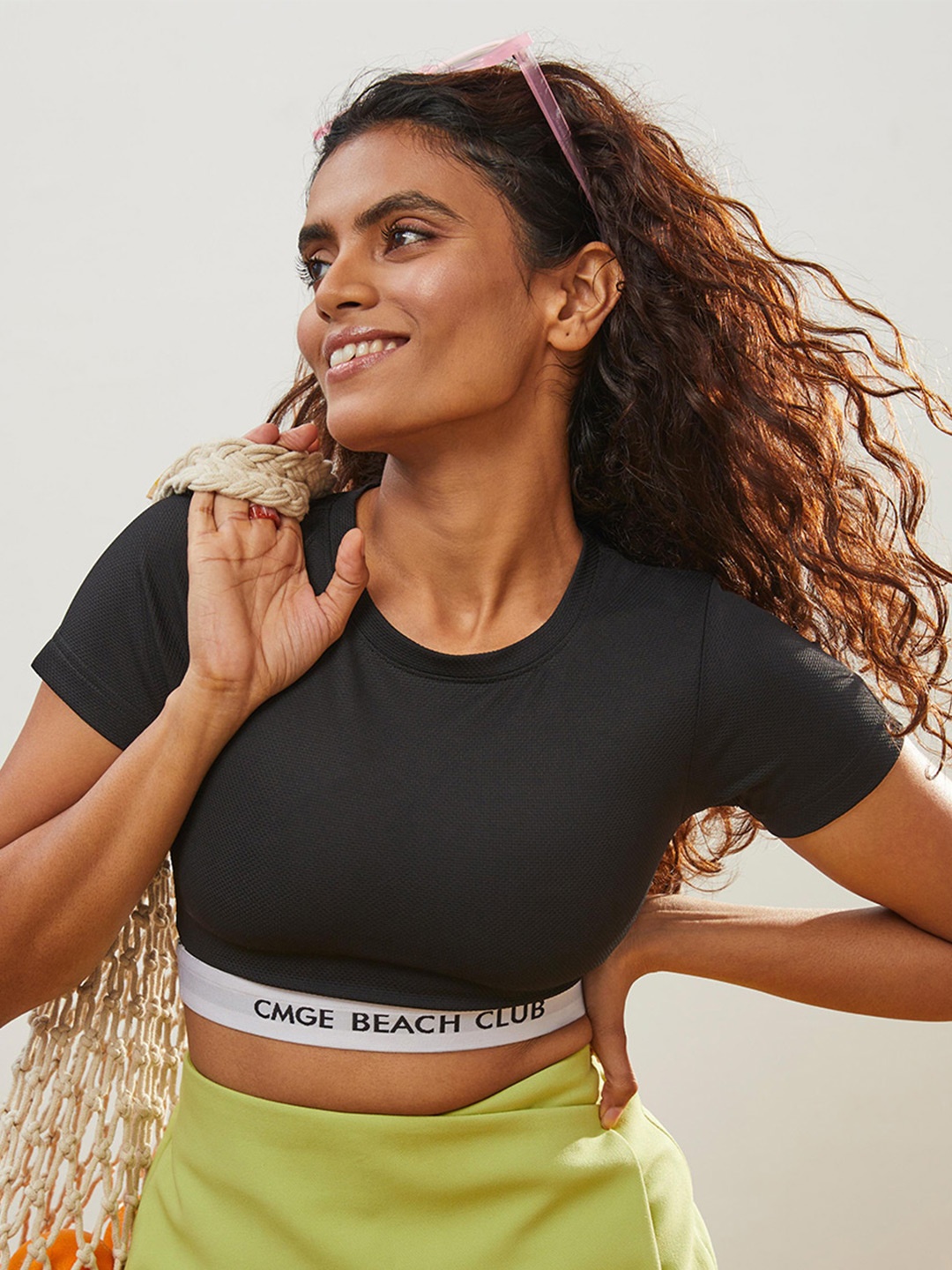 

CMGE Nocturnal Round Neck Crop Top, Black