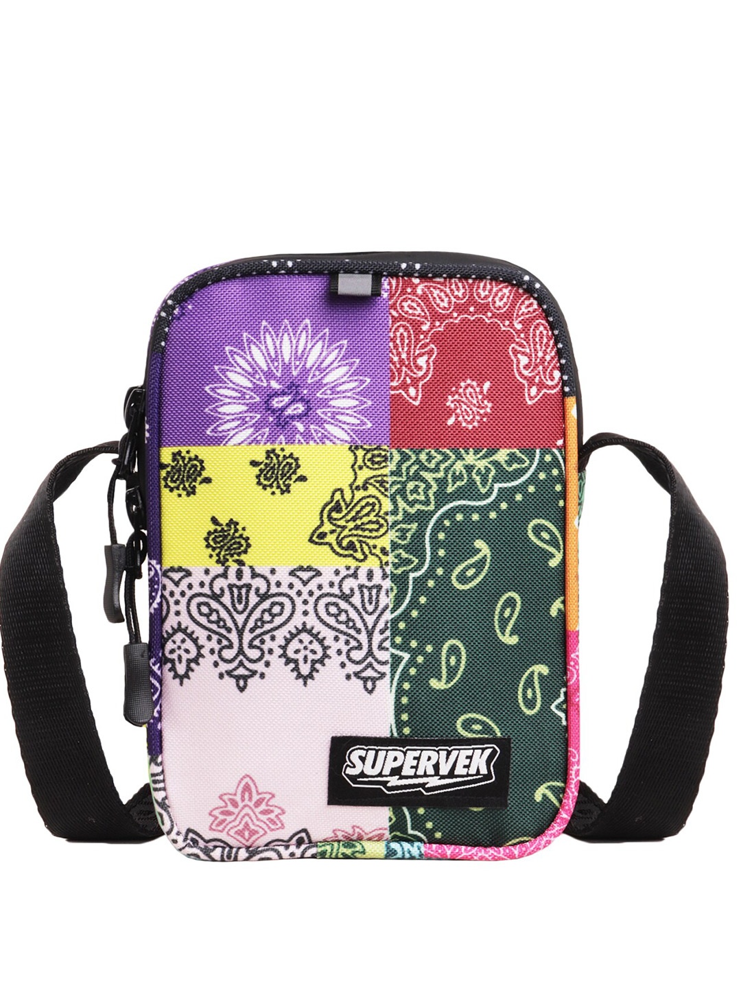 

SUPERVEK Patchwork Bandana Cross-body Sling bag mini pro, Green