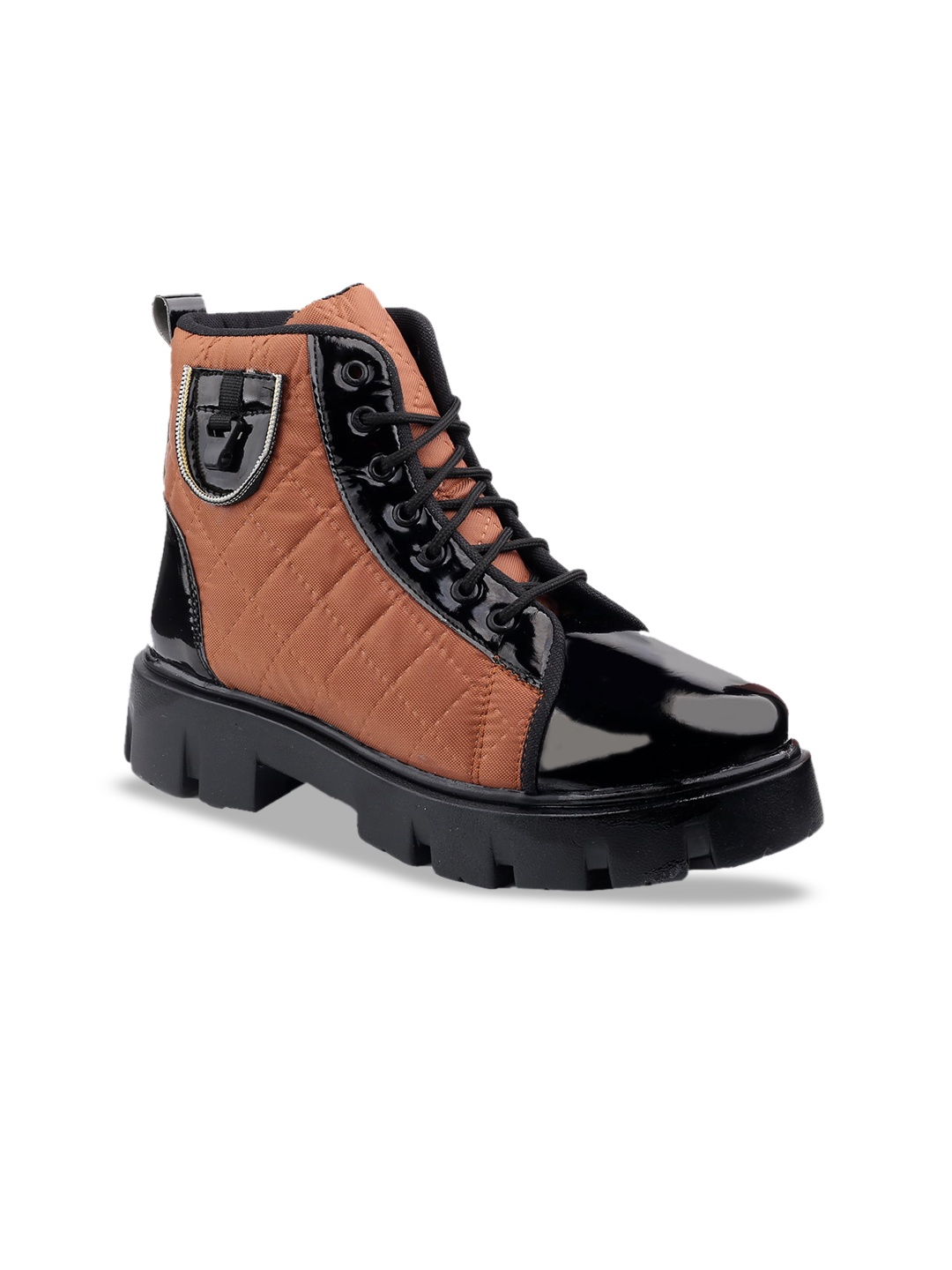

HAKKEL Men High Top Quilted Chunky Boots, Tan