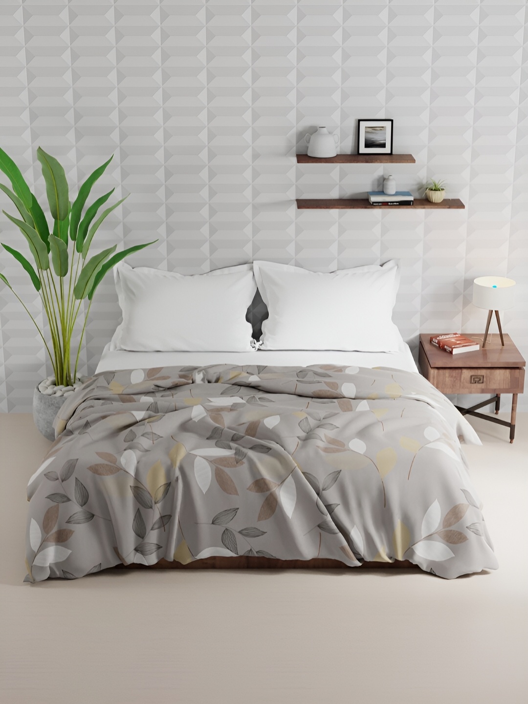 

Nautica Grey & Yellow Floral Microfiber AC Room 120 GSM Double Bed Comforter