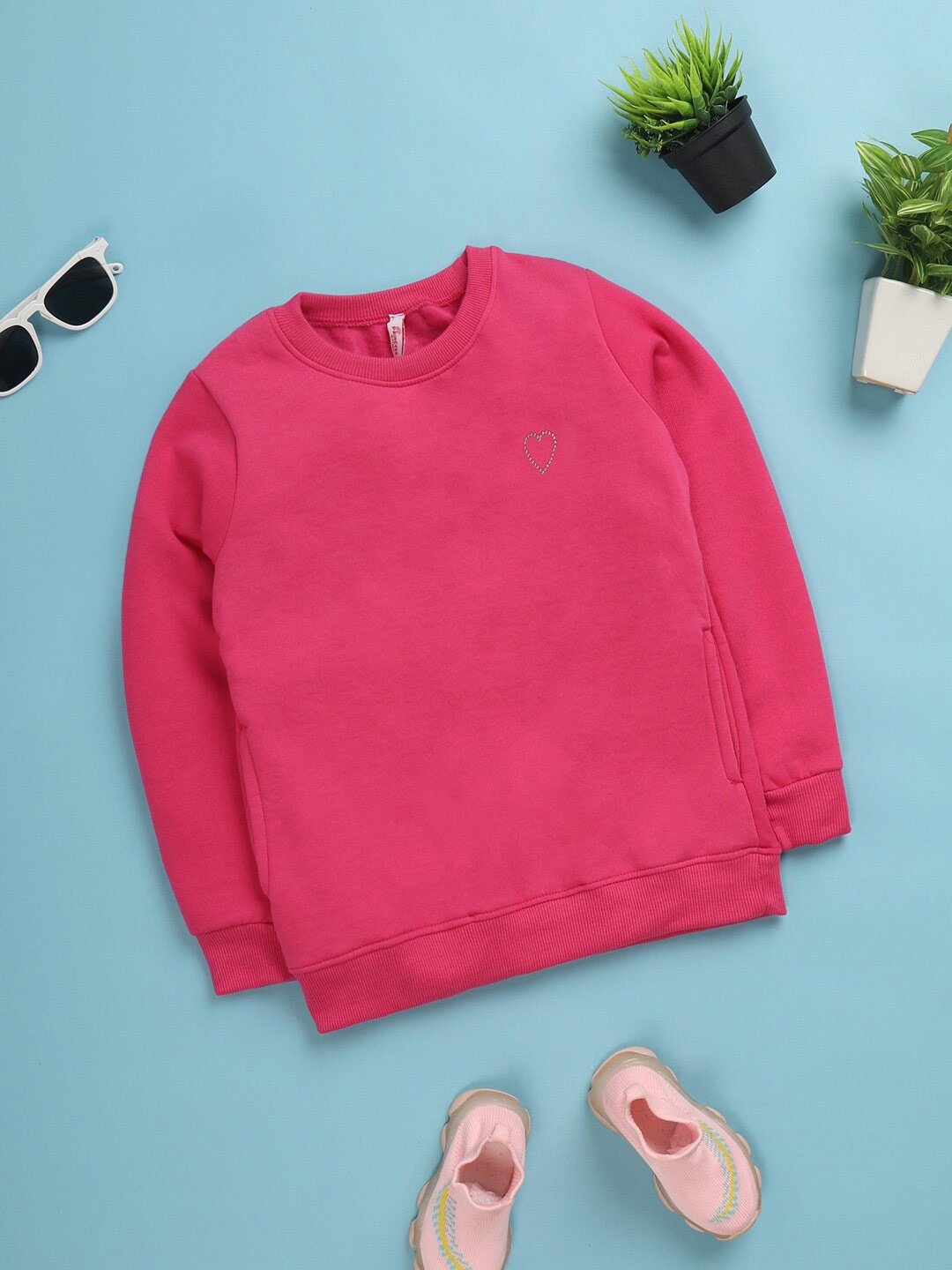 

V-Mart Girls Long Sleeves Acrylic Fleece Pullover Sweatshirt, Fuchsia