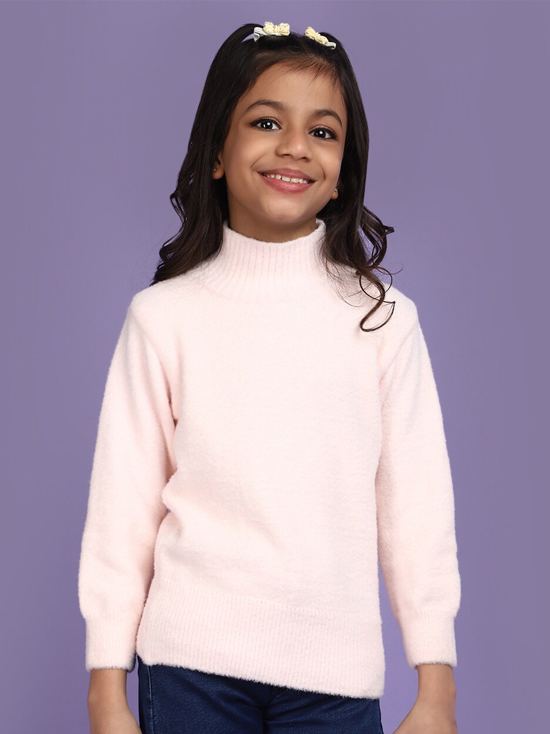 

V-Mart Girls Long Sleeves Turtle Neck Acrylic Pullover Sweater, Pink