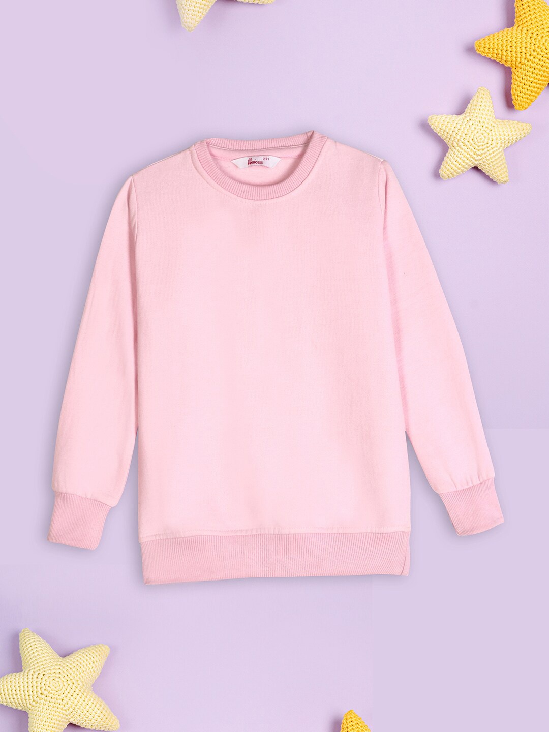 

V-Mart Girls Fleece Round Neck Pullover Sweatshirt, Pink