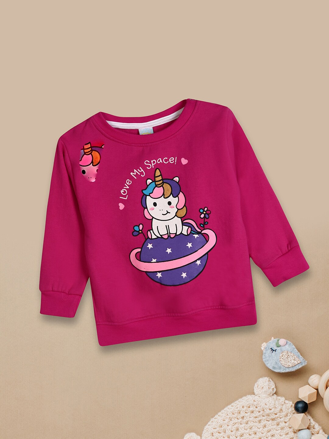 

V-Mart Kids Graphic Printed Pullover Sweatshirt, Pink