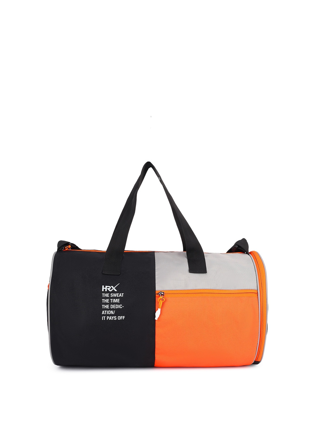 

HRX by Hrithik Roshan Grey & Black Colourblocked Duffel Bag, Orange