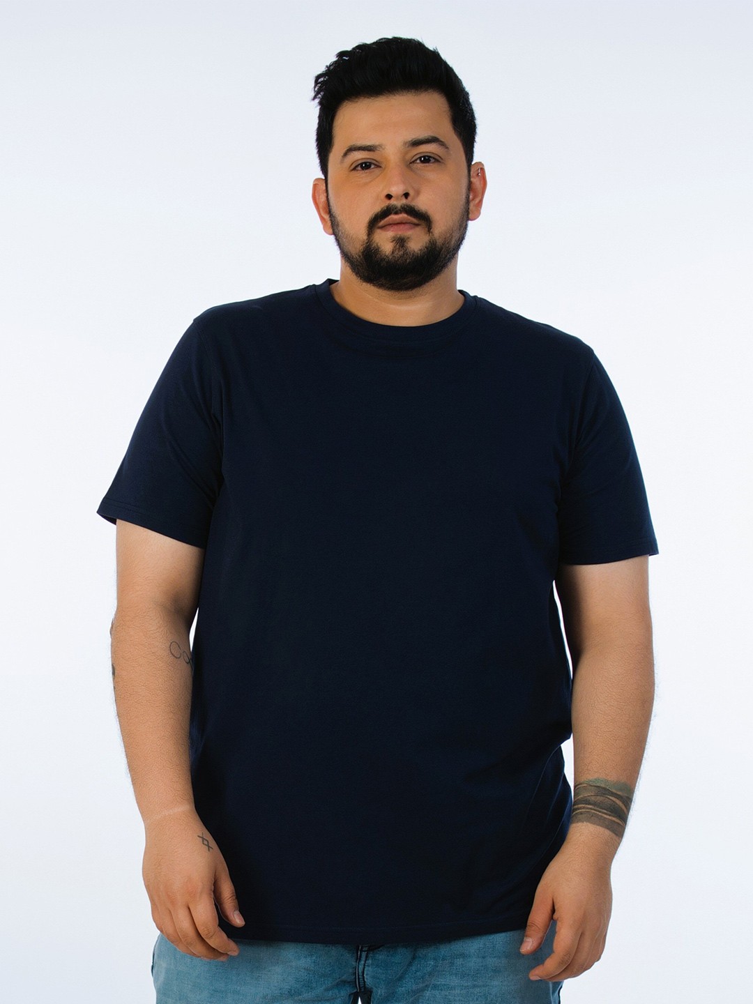 

UNSIZED Round Neck Cotton T-shirt, Navy blue