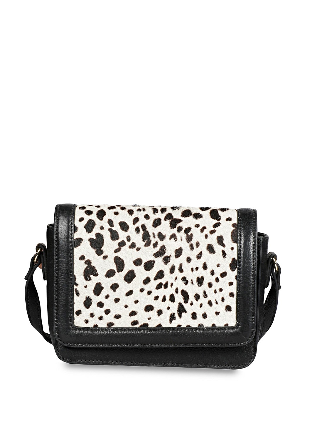 

Favore Geometric Printed Leather Structured Sling Bag With Zip Detail, Black