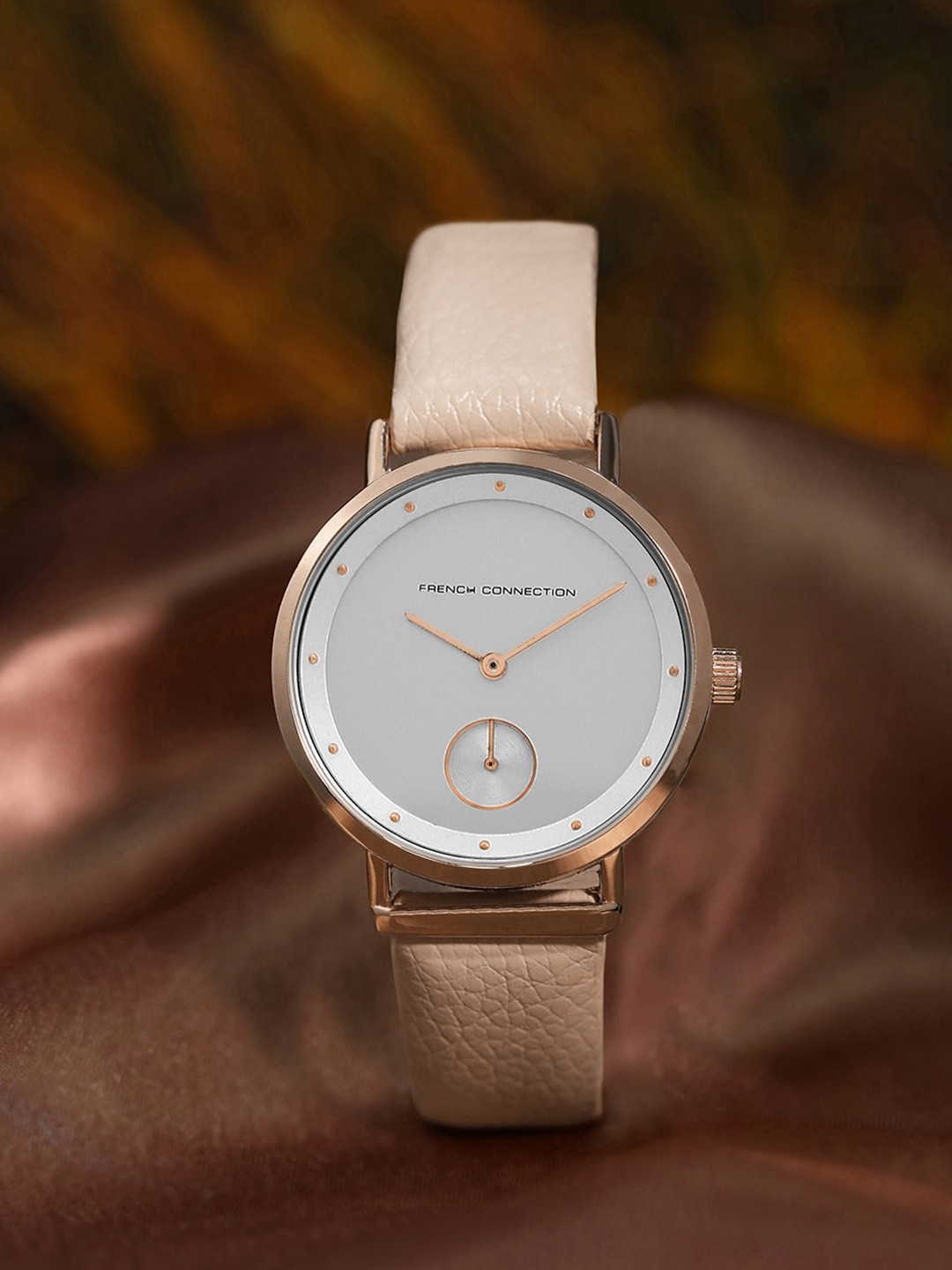 

French Connection Women Dial & Leather Straps Analogue Watch FCW09RL, Silver
