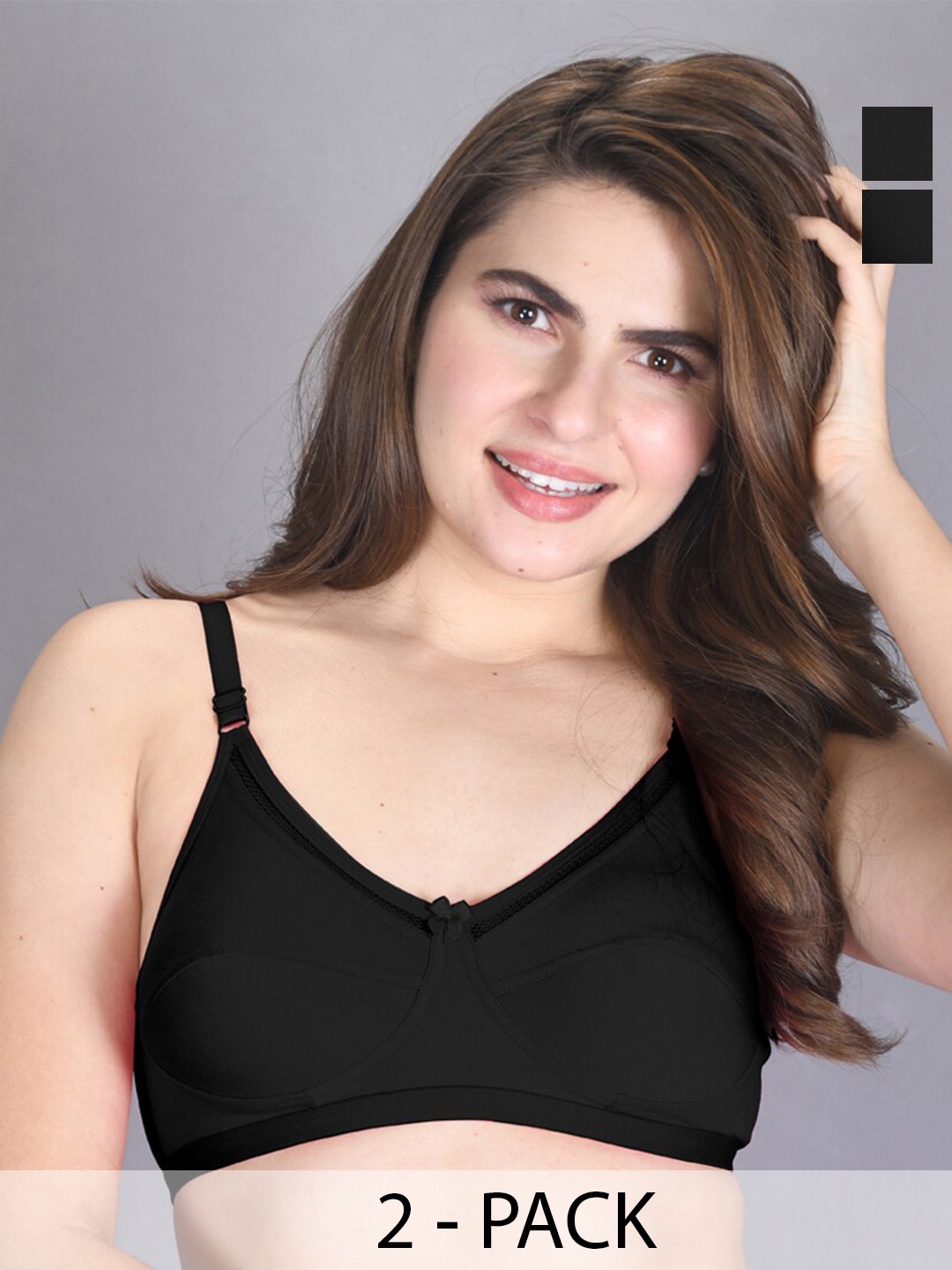 

LUX VENUS Pack Of 2 Full Coverage Cotton Everyday Bra With All Day Comfort, Black