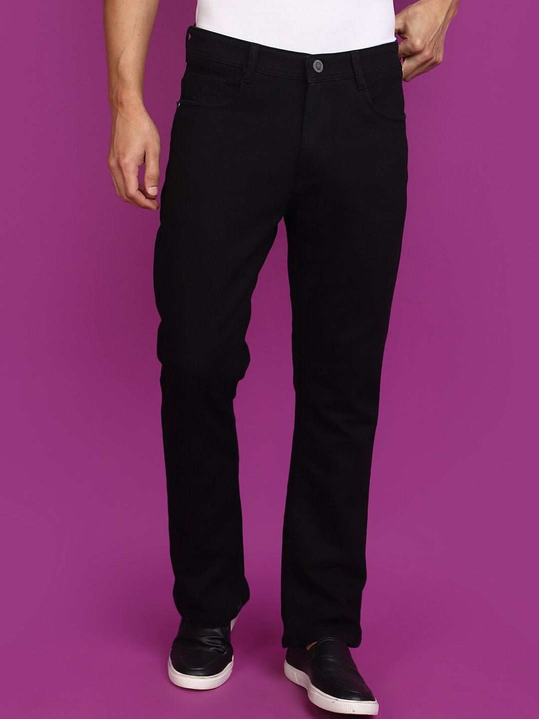 

V-Mart Men Mid Rise Clean Look Cotton Jeans, Black