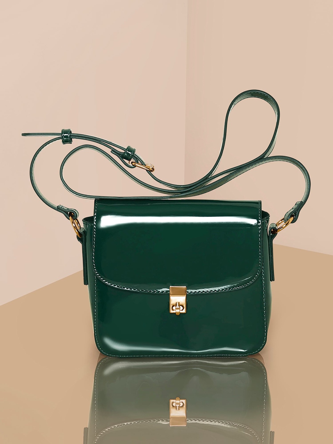 

Accessorize Patent Cross-Body Bag, Green