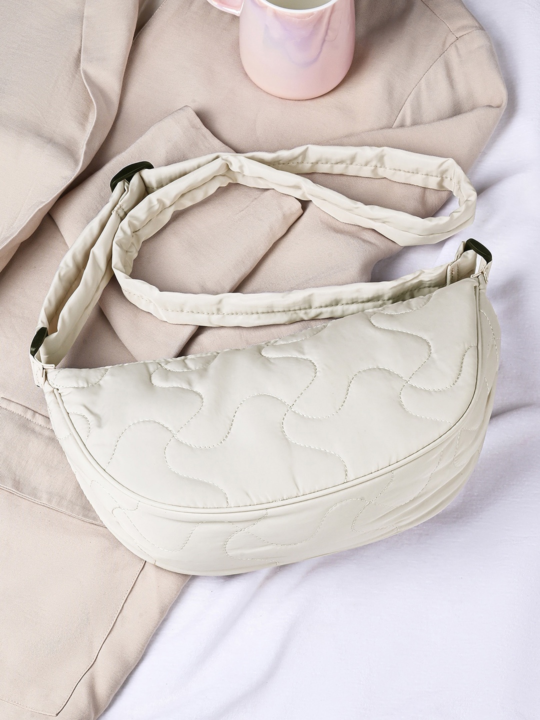 

Accessorize London Quilted Sling Bag, Cream