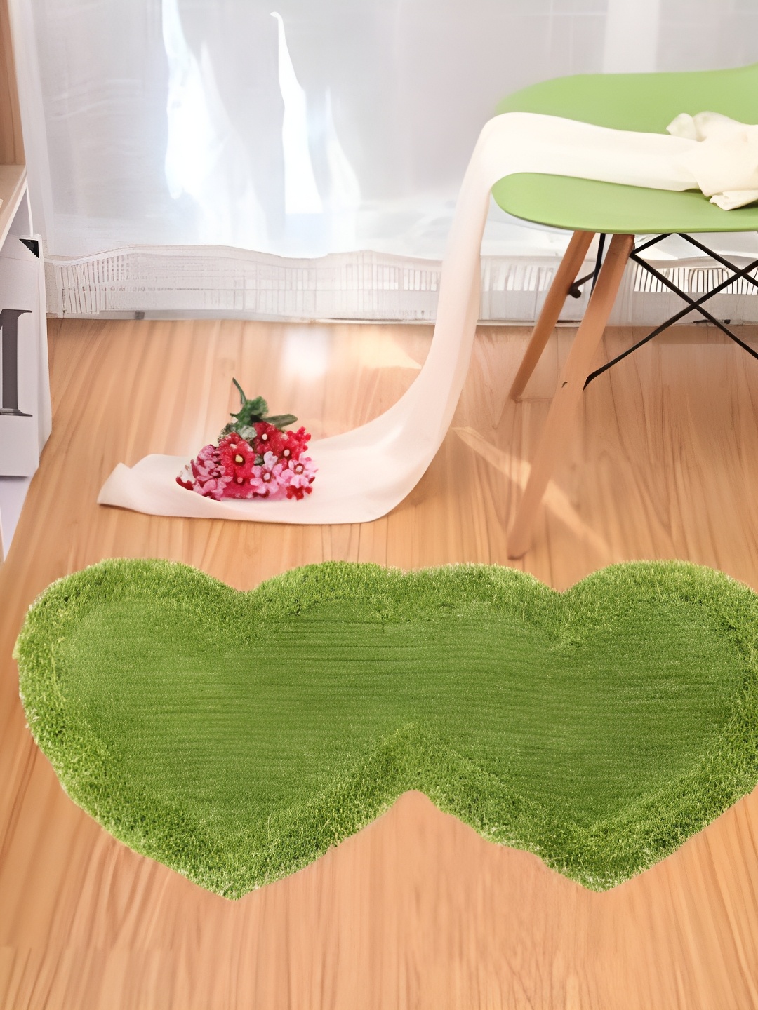 

Shopgallery Light Green Embossed Heart shaped Strong & Durable Floor Runner