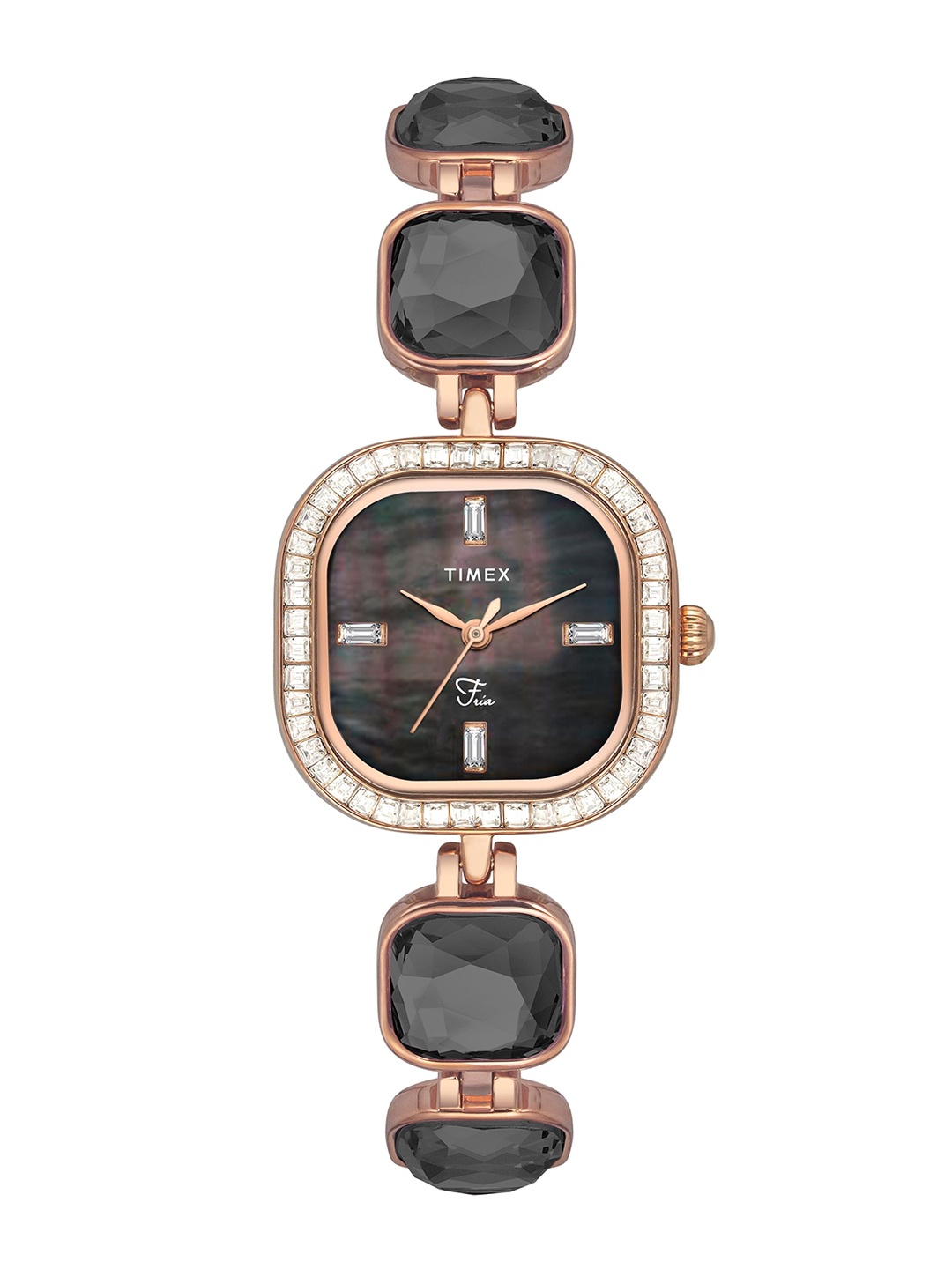 

Timex Women Embellished Mother Of Pearl Dial Analogue Watch TWEL17103, White