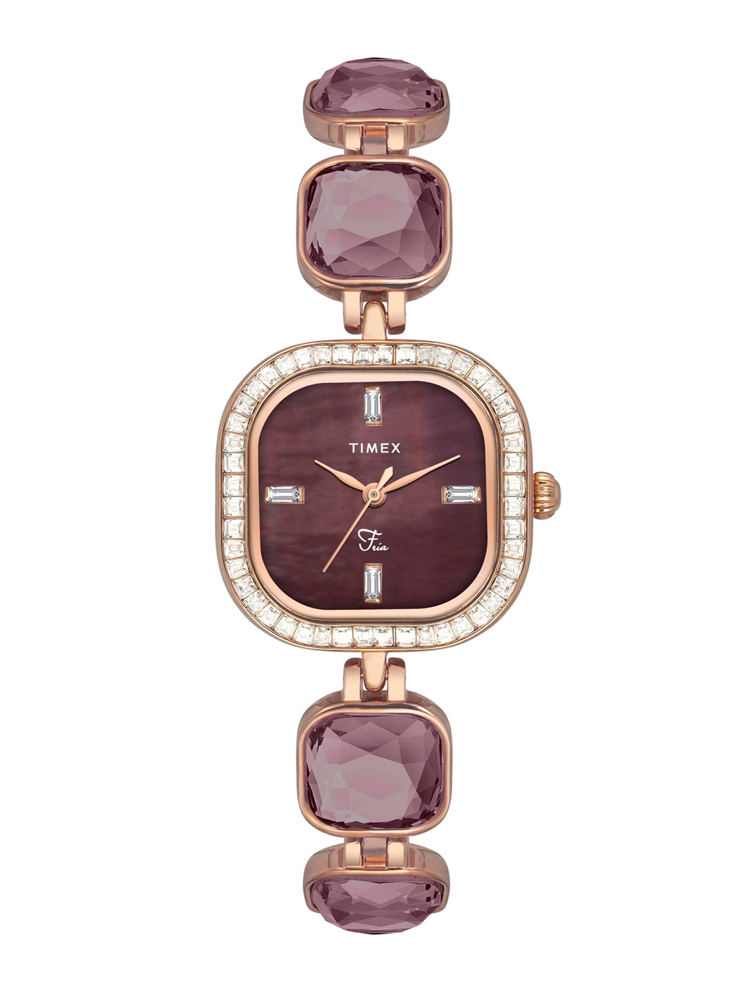 

Timex Women Embellished Mother Of Pearl Dial Analogue Watch TWEL17102, White