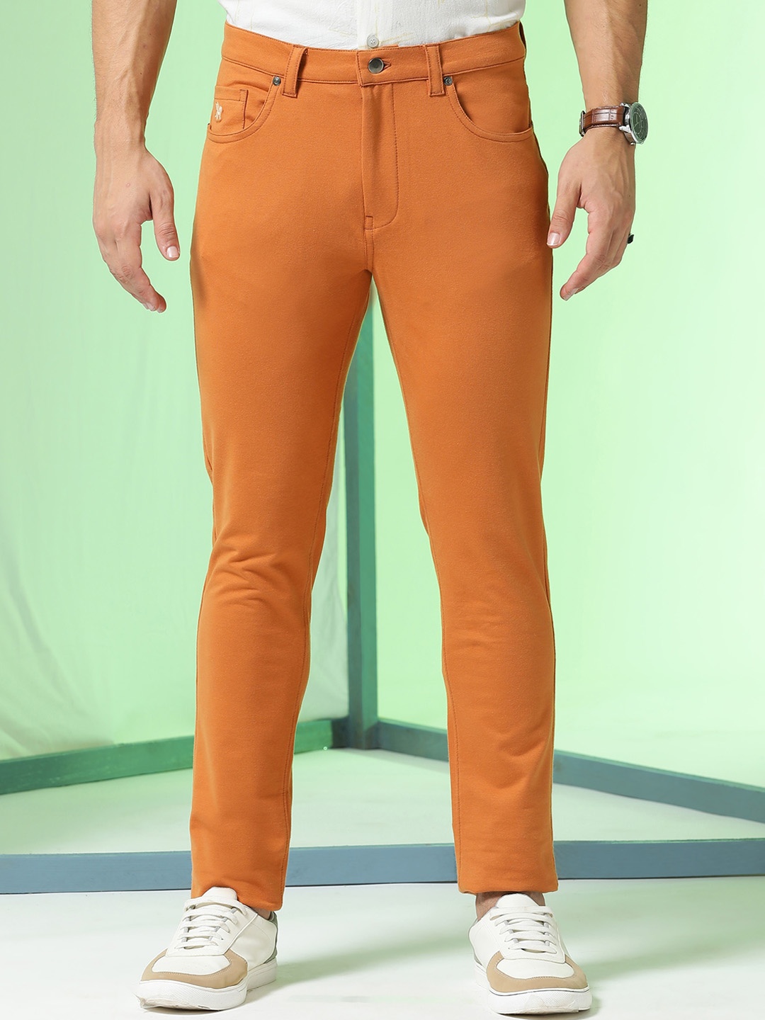 Markle Moro Men Slim Fit Mid-Rise Regular Fit Cotton Trousers, Brown