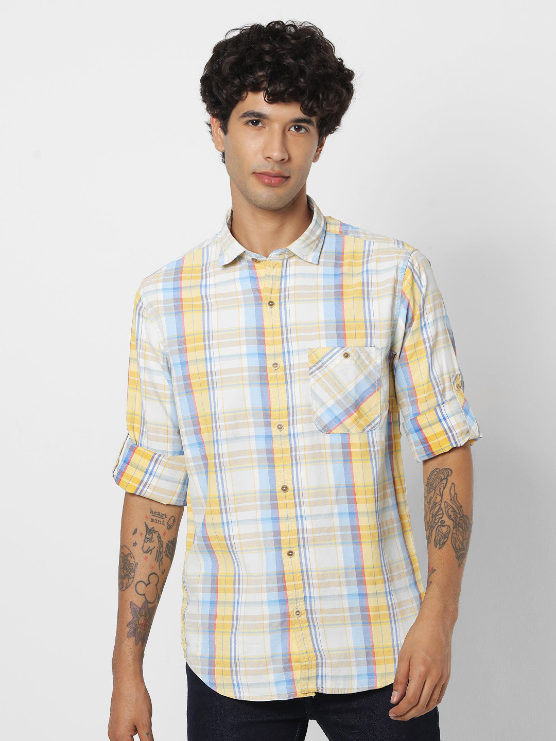 

Red Flame Regular Fit Cotton Checked Casual Shirt, Blue
