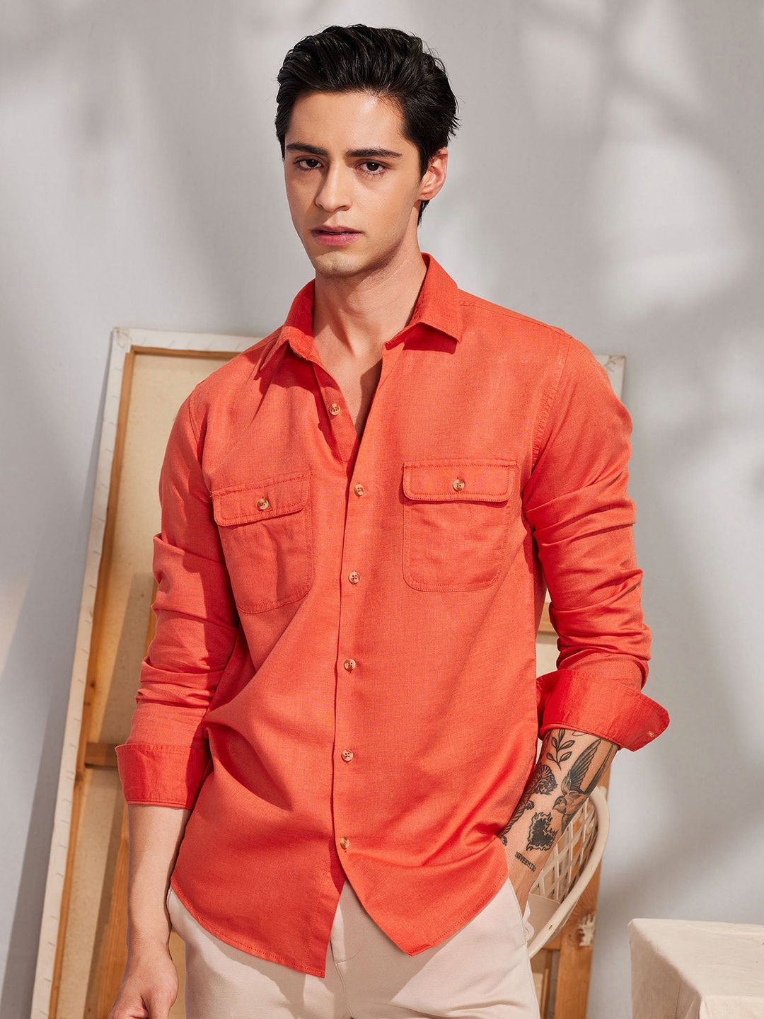 

Red Flame Men Opaque Casual Shirt