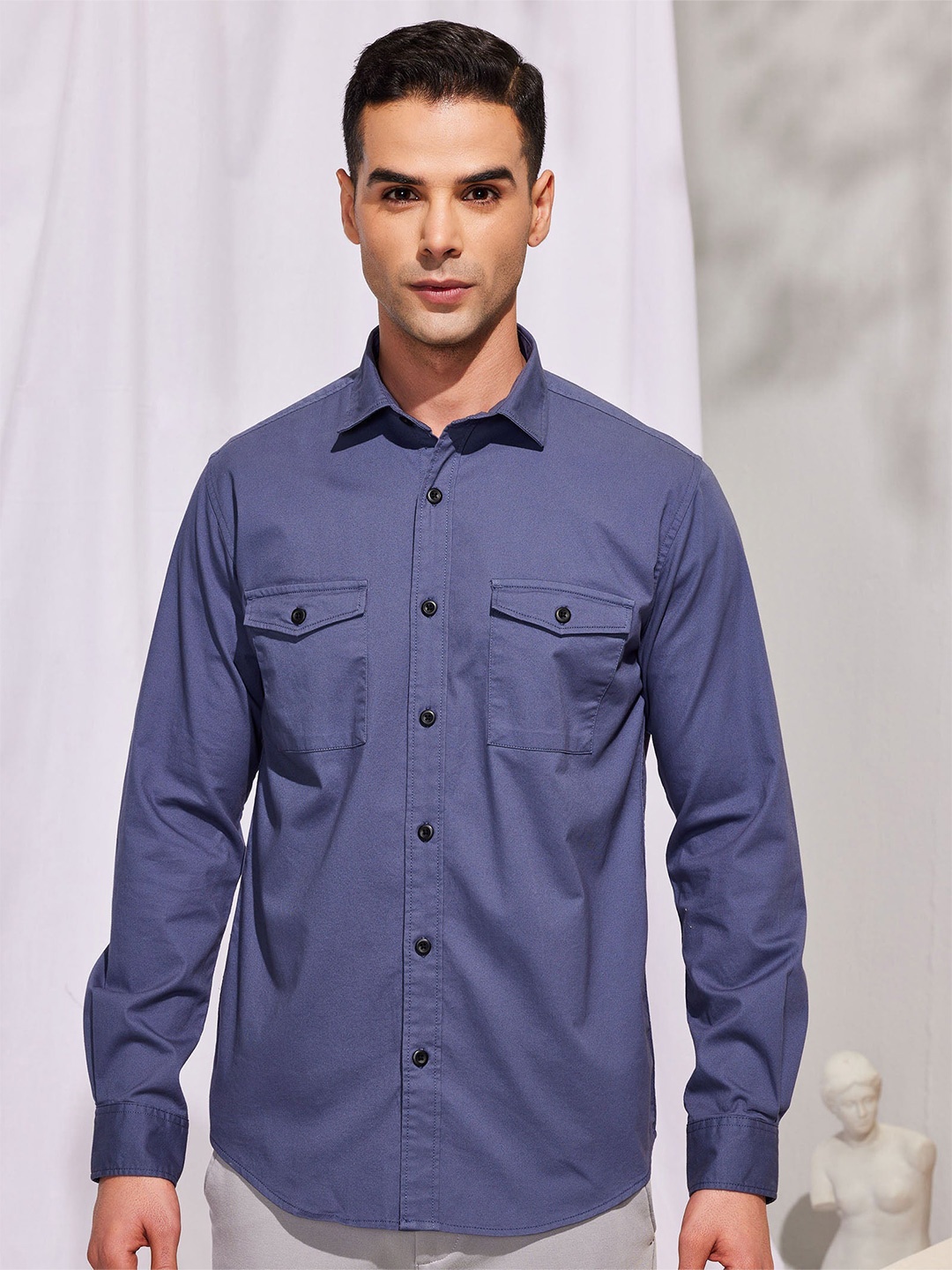 

Red Flame Cotton Casual Shirt, Blue