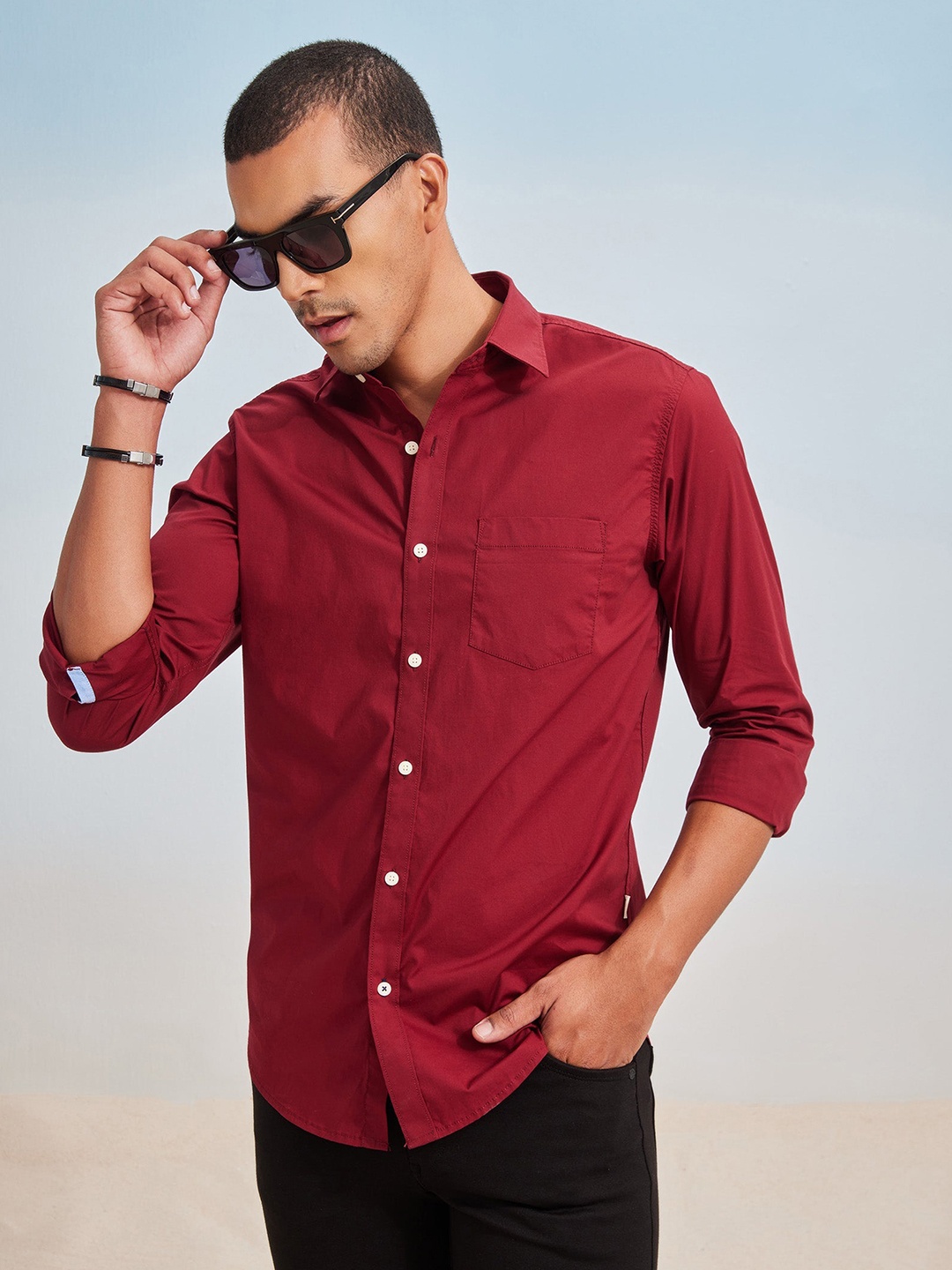 

Red Flame Men Opaque Casual Shirt, Maroon