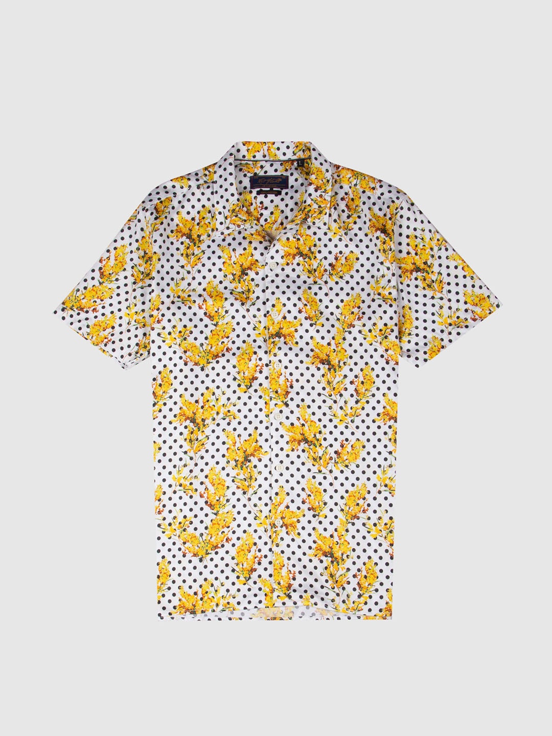 

Red Flame Floral Printed Pure Cotton Casual Shirt, Yellow