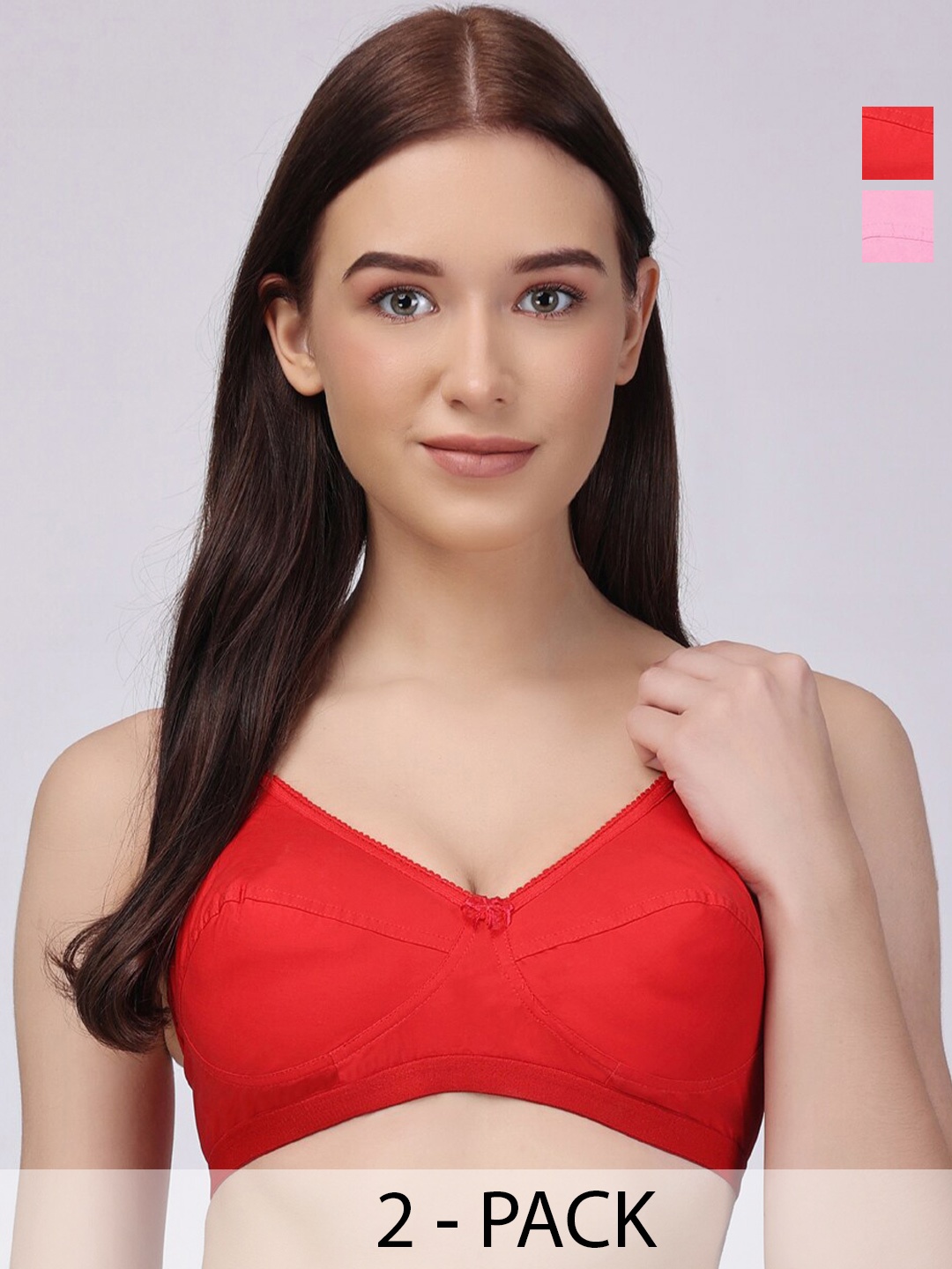 

Floret Pack Of 2 Full Coverage Cotton Everyday Bra With All Day Comfort, Pink